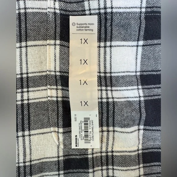 SO Good For Life Plaid Dark Gray, Gray White Flannel Women's Plus Size Sz 1X NWT - Picture 7 of 9